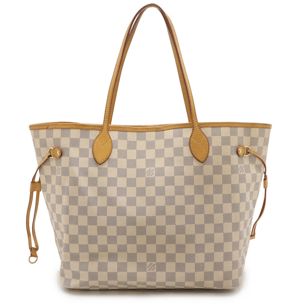 LOUIS VUITTON Damier Azur White Neverfull Tote Bag Shoulder